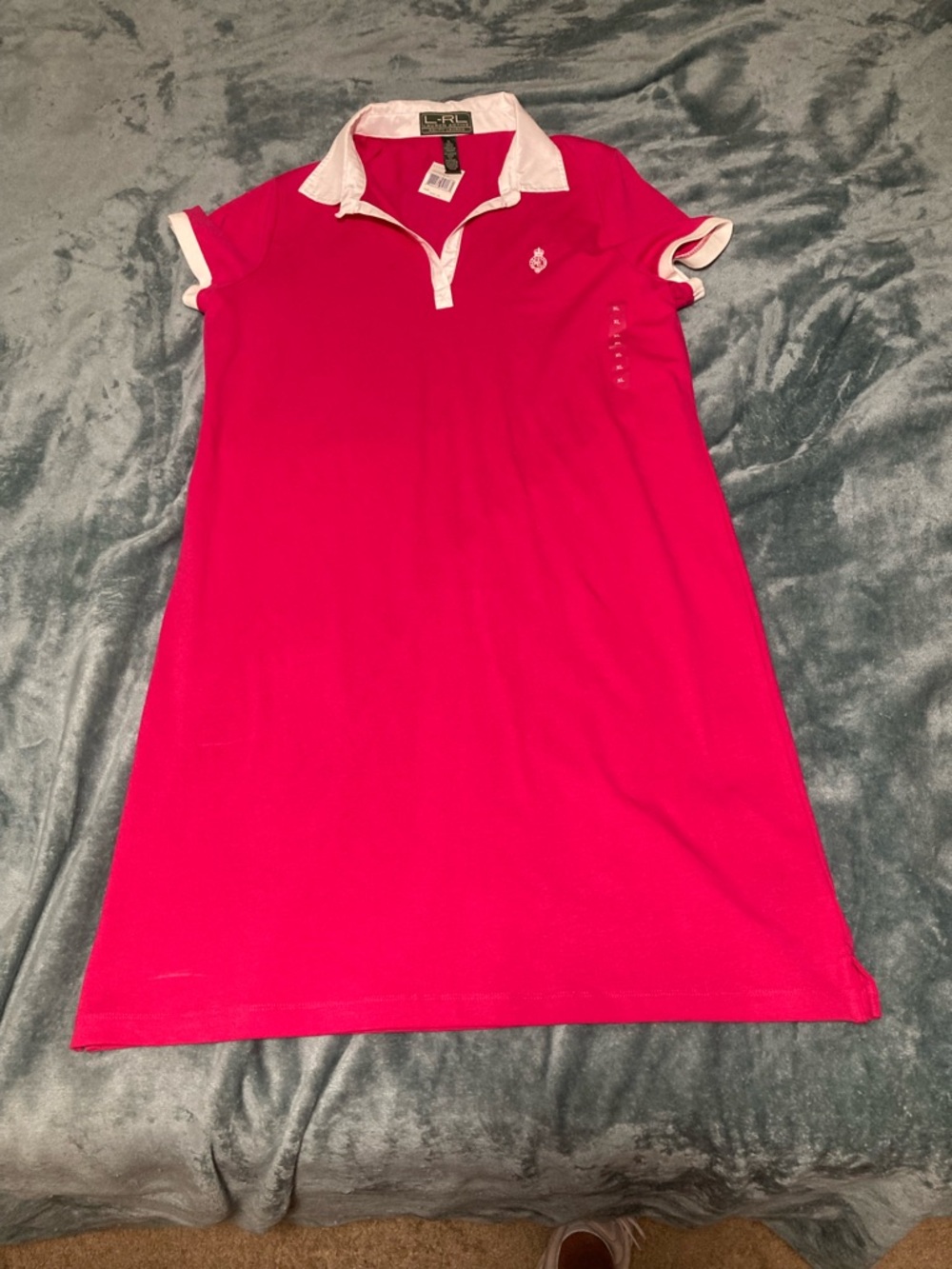 Lauren Ralph Lauren Hot Pink Polo Dress with White Trim